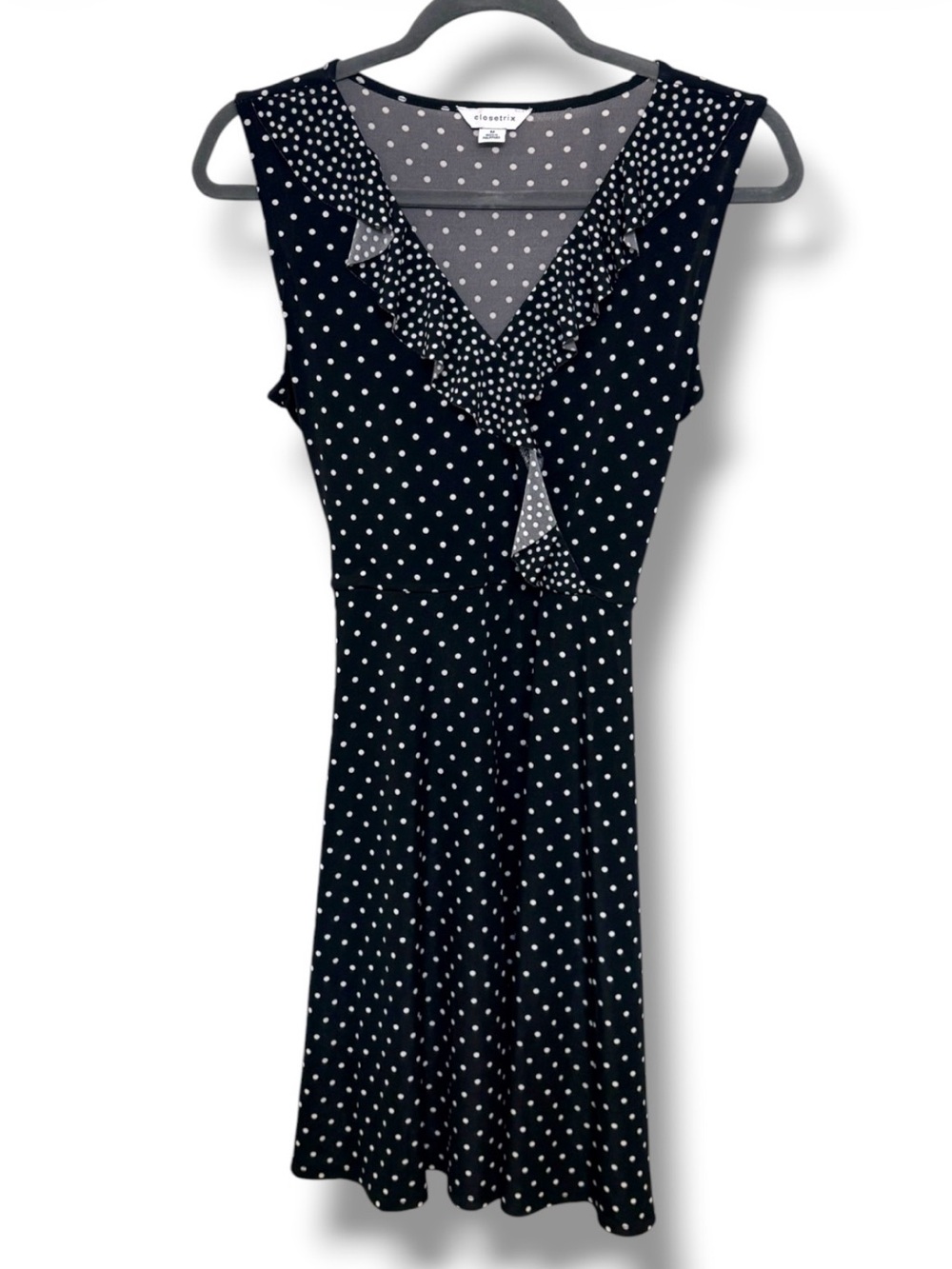 Closetrix size M Business Casual Flattering A-Line Mini Polka Dot Dress
